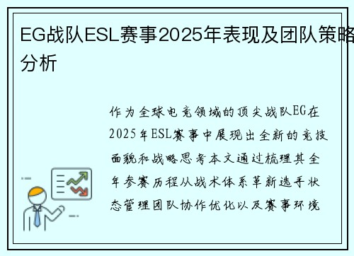 EG战队ESL赛事2025年表现及团队策略分析